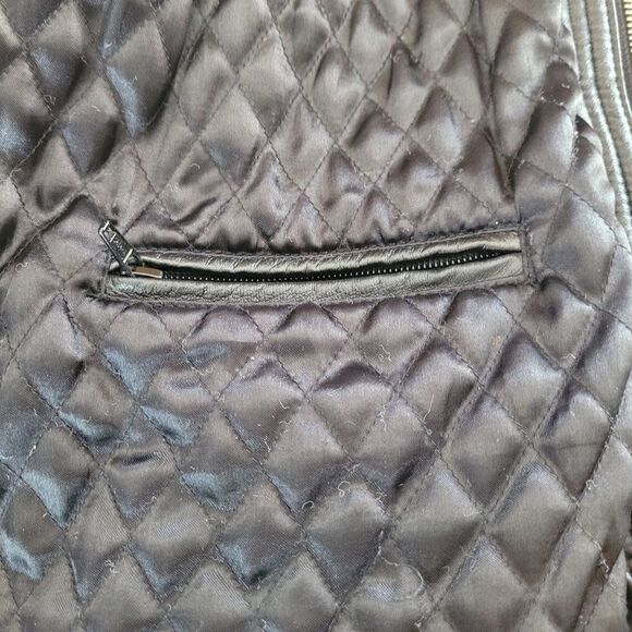 Vintage 80s Wilsons Leather Bomber Flight Jacket L Black Sherpa Trim Belted Zip - Picture 13 of 16